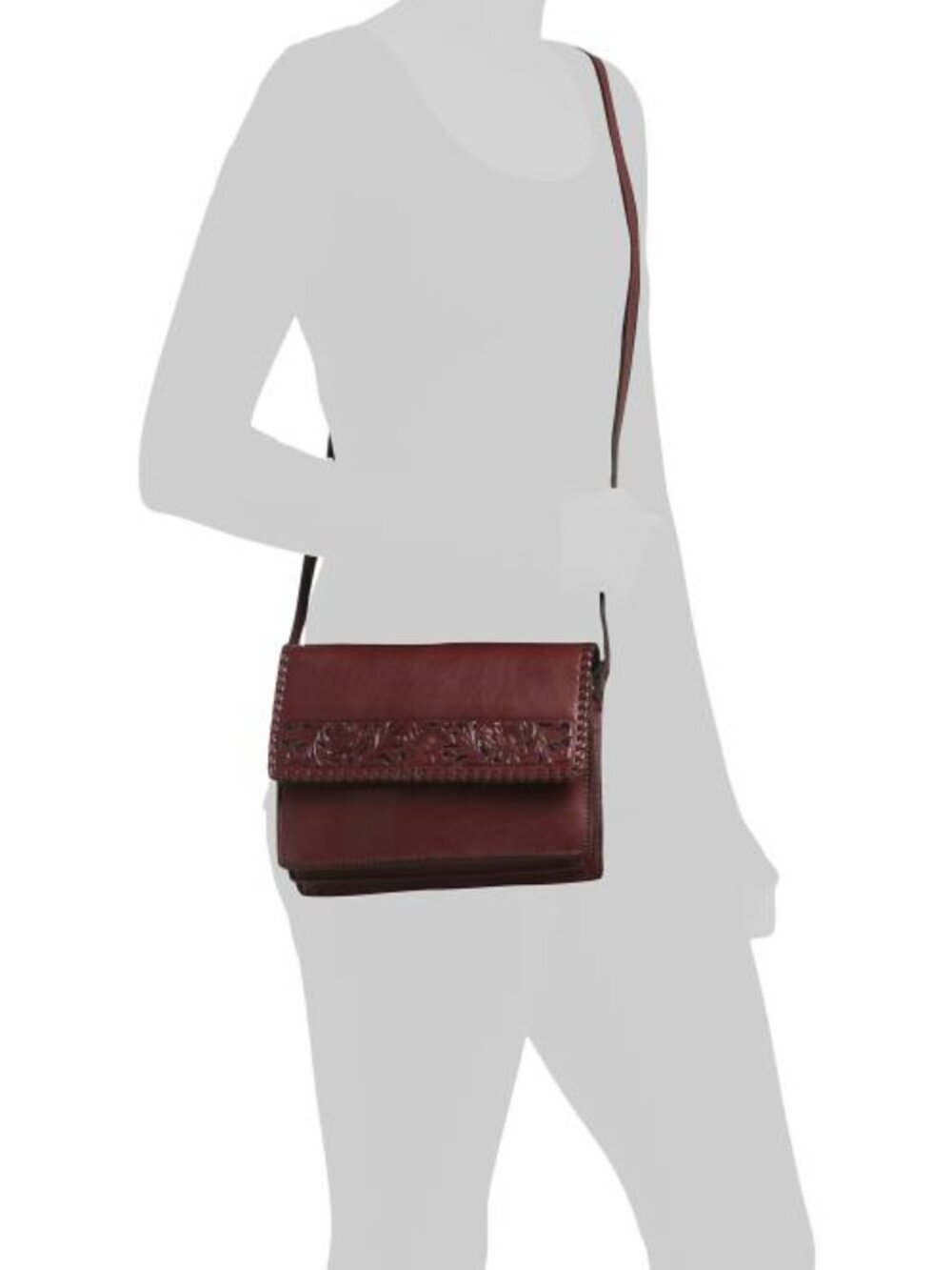 PATRICIA NASH Leather Consilina Crossbody With Tooled Border - Picture 5 of 5